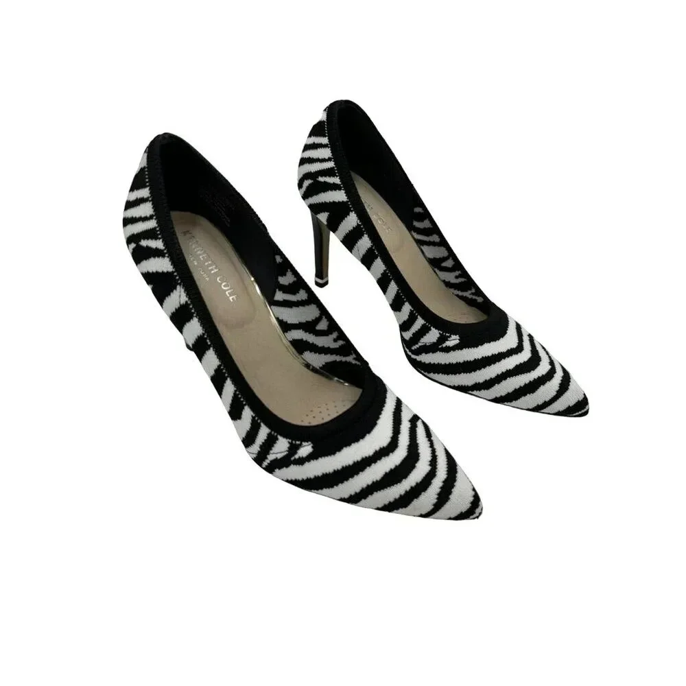 Kenneth Cole New York Zebra Print Heels Size 7.5 Animal Print Pointed Toe - Picture 1 of 5